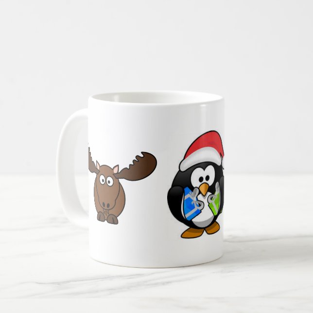 caneca dos alces e do pinguim (Frente Esquerda)