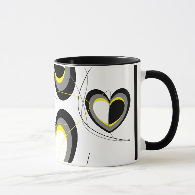 Caneca dos corações de Yellow&Black (Direita)