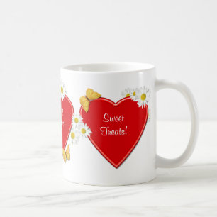 Caneca dos corações e dos deleites do doce dos