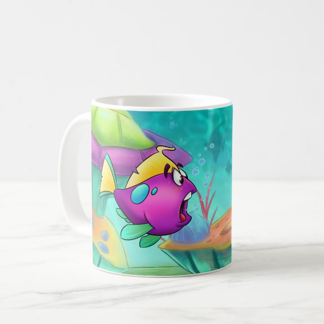 Caneca dos desenhos animados de FriendFish (Frente Esquerda)
