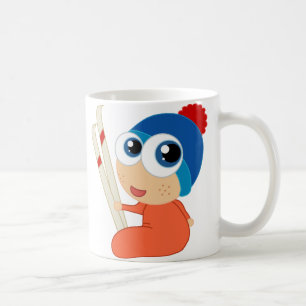 Caneca dos desenhos animados do bebê do esqui