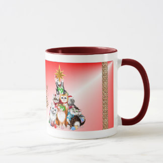 Caneca dos gatinhos da árvore de Natal