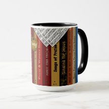 Caneca dos livros de música da equipe do elogio