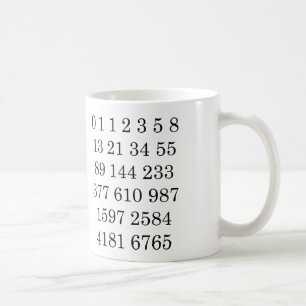 Caneca dos números de Fibonacci da matemática da