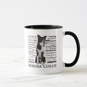 Caneca dos traços da raça de border collie