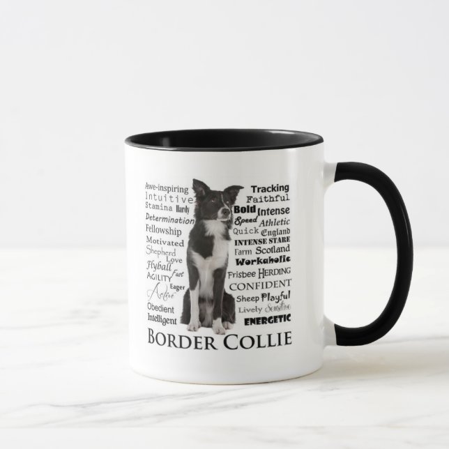 Caneca dos traços da raça de border collie (Direita)