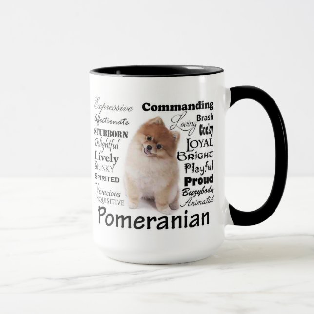 Caneca dos traços de Pomeranian (Direita)