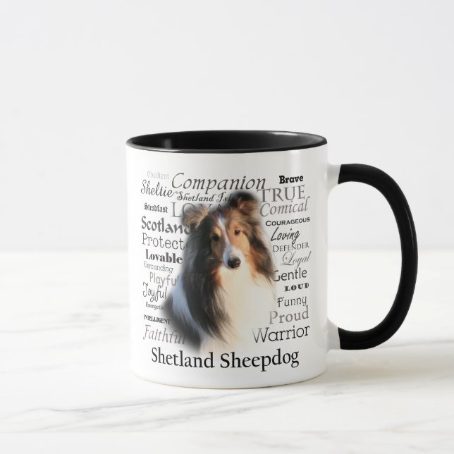 Caneca dos traços de Sheltie (Direita)