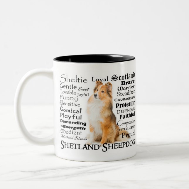 Caneca dos traços de Sheltie (Esquerda)