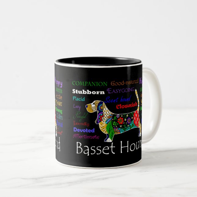Caneca dos traços do Basset (Frente Esquerda)
