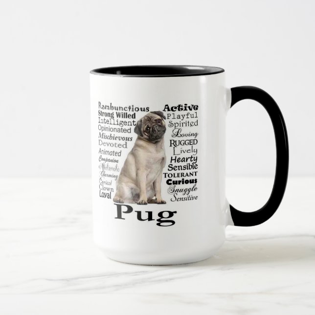 Caneca dos traços do Pug (Direita)