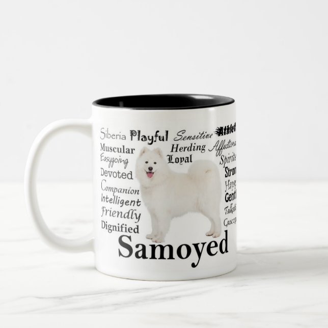 Caneca dos traços do Samoyed (Esquerda)