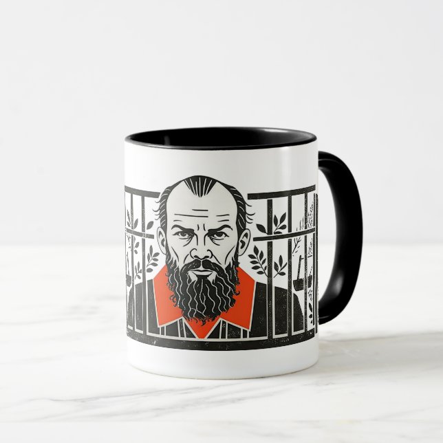 Caneca Dostoevsky na prisão, Design de noite branca (Frente Esquerda)