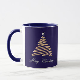 Caneca Dourada árvore de Natal com Feliz Natal