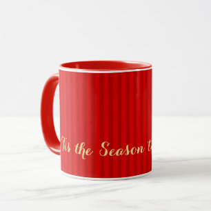 Caneca Dourada esta temporada para ser feliz Natal Vermel