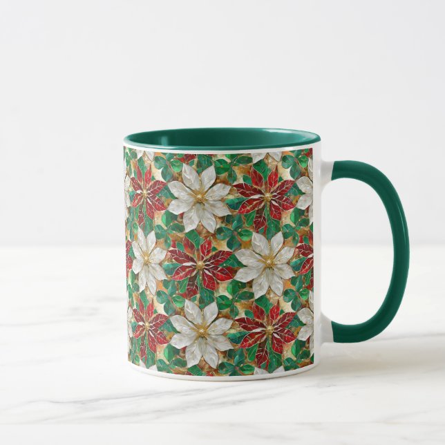 Caneca Dourada Poinsettia Vermelha Branca (Direita)