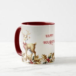 Caneca Dourada Reindeer Holiday Mug