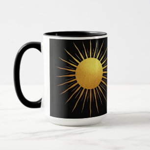 Caneca Dourada textura de brilho Sun a preto