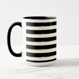 Caneca Dourado branco preto com faixa elegante