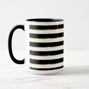 Caneca Dourado branco preto com faixa elegante