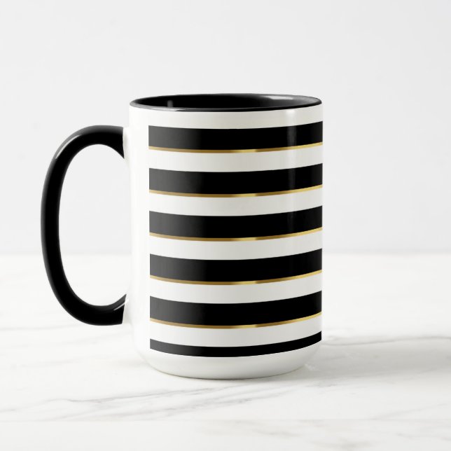 Caneca Dourado branco preto com faixa elegante (Esquerda)