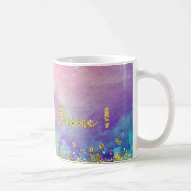 Caneca Dourado da Aquarela da faísca e da faísca (Direita)