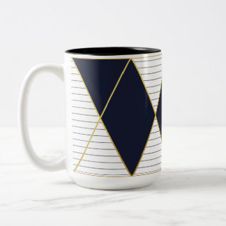 Caneca Dourado do Dois-Tom do monograma da listra