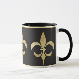 Caneca Dourado e preta da flor de lis