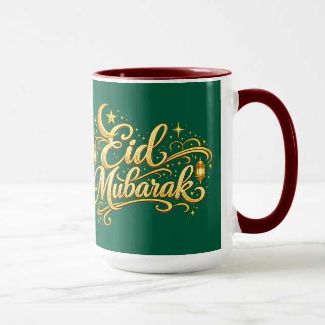 Caneca Dourado Eid Mubarak Lua Crescente Lanterna Islâmic (Direita)