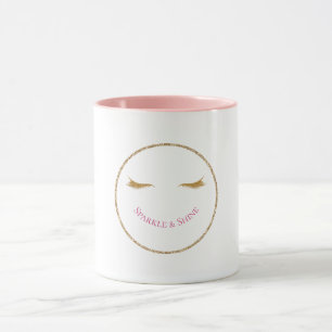 Caneca Dourado Eyelashes brilho feminino sorriso brilhant