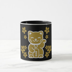 Caneca Dourado japonês Maneki-neko