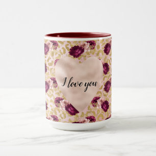 Caneca Dourado Leopardo Imprime Rosas Rosa Coração Flor