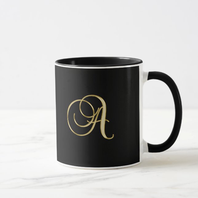 Caneca Dourado monograma A preto, (Direita)