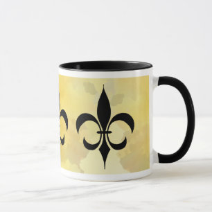Caneca Dourado preta da flor de lis