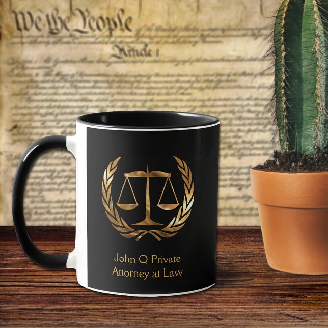 Caneca Dourado Procurador Escala de Justiça Personalizado (Criador carregado)