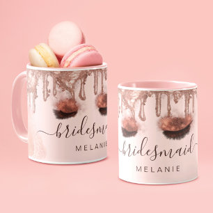 Caneca Dourado Rosa Brilho Gotejamento Glamour Beleza Nom