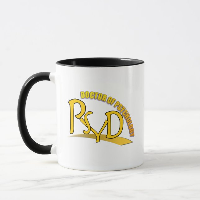 CANECA DOUTOR PSICOLOGIA AMARELO LOGOTIPO DE PSYD (Esquerda)