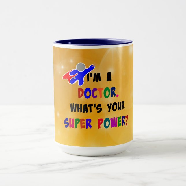 Caneca Doutor Superherói, design personalizado colorido (Centro)