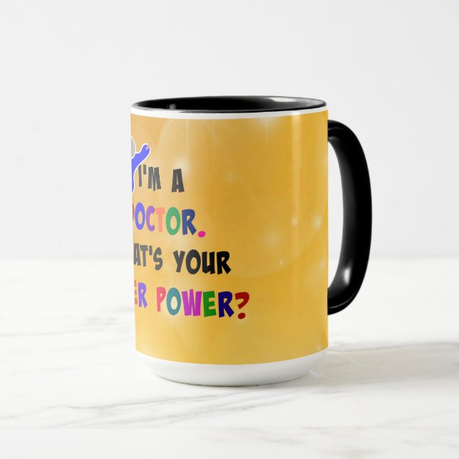 Caneca Doutor Superherói, humor, (Frente Esquerda)