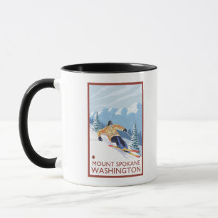 Caneca Downhill Snow Skier - Monte Spokane,