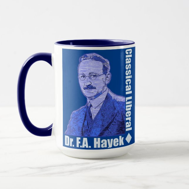 Caneca Dr. Friedrich August von Hayek Azul Escuro (Esquerda)