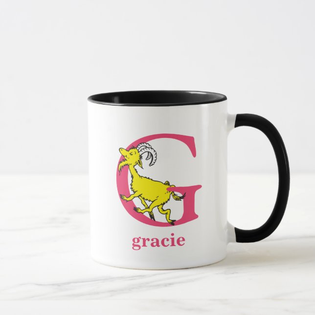 Caneca Dr. Seuss ABC: Carta G - Rosa | Adicione seu nome (Direita)