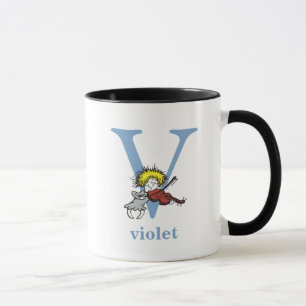 Caneca Dr. Seuss ABC: Carta V - Azul   Adicione seu nome