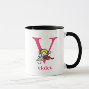 Caneca Dr. Seuss ABC: Carta V - Rosa   Adicione seu nome