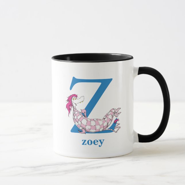 Caneca Dr. Seuss ABC: Carta Z - Azul | Adicione seu nome (Direita)