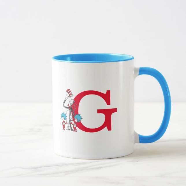 Caneca Dr. Seuss Cat no Chapéu, Coisa Um Monograma G (Direita)