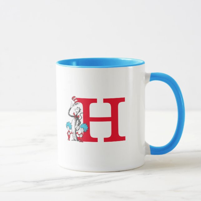 Caneca Dr. Seuss Cat no Chapéu, Coisa Um Monograma H (Direita)