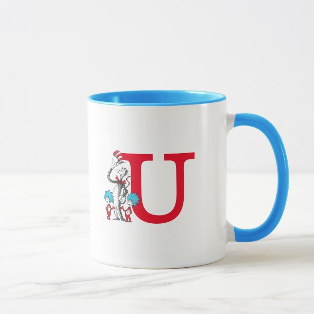 Caneca Dr. Seuss Cat no Chapéu, Coisa Um Monograma U (Direita)