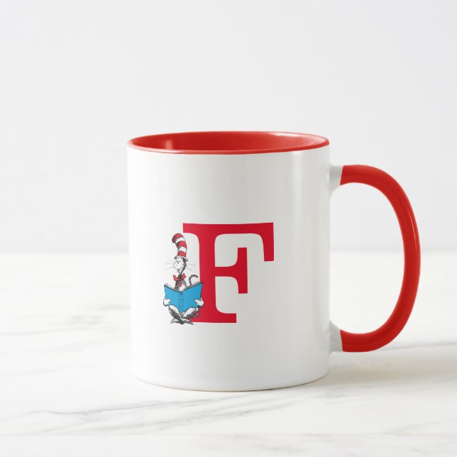 Caneca Dr. Seuss Cat no Chapéu - Leitura do Monograma F (Direita)