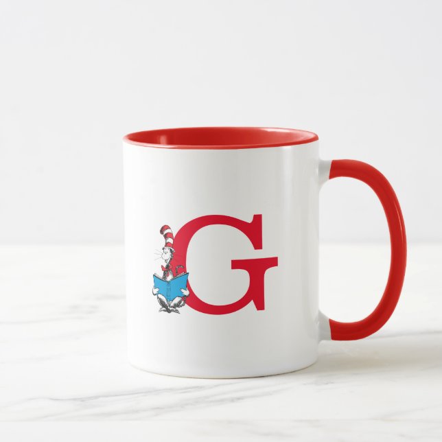 Caneca Dr. Seuss Cat no Chapéu - Leitura do Monograma G (Direita)